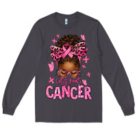 Smoke lets beat cancer afro messy bun Long Sleeve Tee - texasbilliewilder
