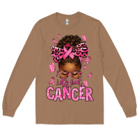 Lets Beat Cancer Afro Messy Bun Long Sleeve Tee | Teevron