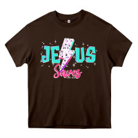 Chocolate Brown jesus saves Heavy Core Tee - JahusDesignShop