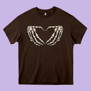 Skeleton Heart Heavy Core Tee Designed By Maliassmallbusiness