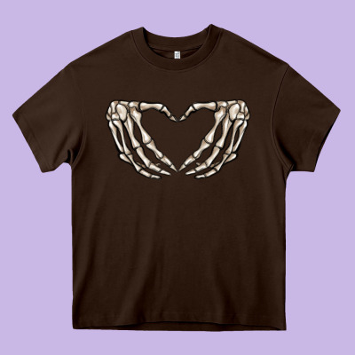 Skeleton Heart Heavy Core Tee Designed By Maliassmallbusiness
