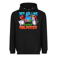 Black 1st Grade Level Unlocked Heavyweight Hoodie - CowhideDigitalArt