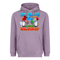 Lavender 1st Grade Level Unlocked Heavyweight Hoodie - CowhideDigitalArt