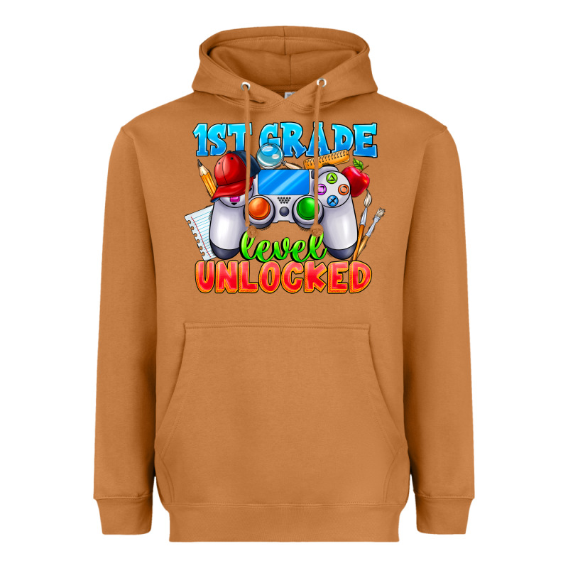 1st Grade Level Unlocked Heavyweight Hoodie by CowhideDigitalArt | Teevron