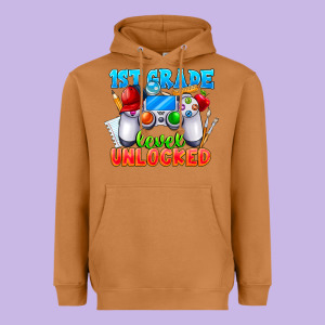 1st Grade Level Unlocked Heavyweight Hoodie Designed By Cowhidedigitalart