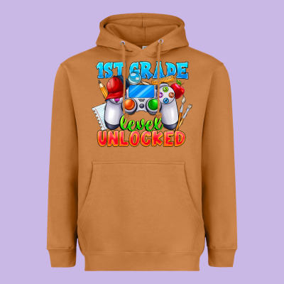 1st Grade Level Unlocked Heavyweight Hoodie Designed By Cowhidedigitalart