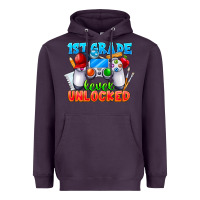 Plum 1st Grade Level Unlocked Heavyweight Hoodie - CowhideDigitalArt