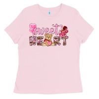 Bubblegum Pink sweetheart with bear Ladies Tee - NancyCooperArtShop
