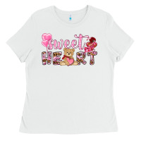 White sweetheart with bear Ladies Tee - NancyCooperArtShop