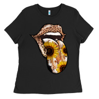 Black Leopard Sunflower Tongue Ladies Tee - Jasminsmagicworld