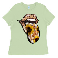 Matcha Leopard Sunflower Tongue Ladies Tee - Jasminsmagicworld