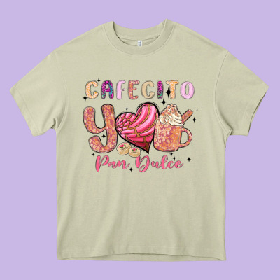 Cafecito Y Pan Dulce Heavy Core Tee Designed By Maliassmallbusiness