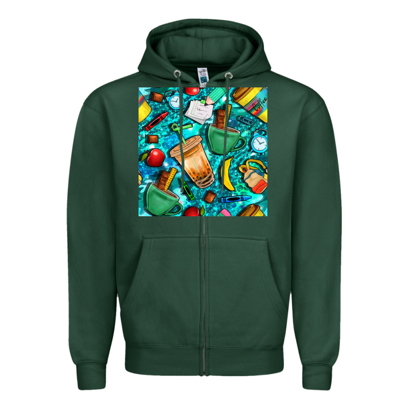 School Boy Coffe Cup With Camouflage Seamless Pattern Bbs Zipper Hoodie by BundleAndBundleShop | Teevron