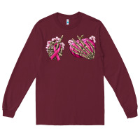 Breast Cancer Skeleton Hands Long Sleeve Tee | Teevron