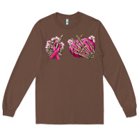 Chestnut Breast Cancer skeleton hands Long Sleeve Tee - NancyCooperArtShop