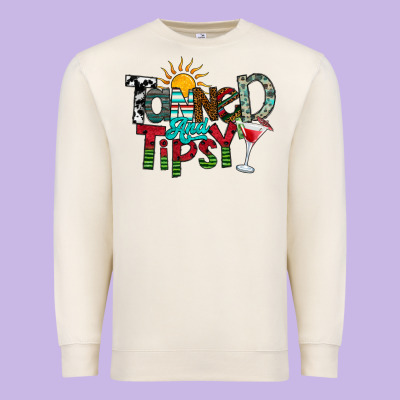 Tanned And Tipsy Premium Sweatshirt Designed By Cowhidedigitalart