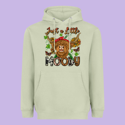 Just A Little Moody Heavyweight Hoodie Designed By Cowhidedigitalart