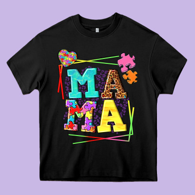 Autism Mama Heavy Core Tee Designed By Nancycooperartshop