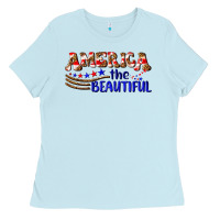 Baby Blue America the beautiful Ladies Tee - NancyCooperArtShop