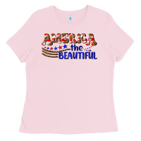 Bubblegum Pink America the beautiful Ladies Tee - NancyCooperArtShop