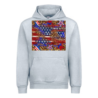 Heather Grey American flag and star leopard Urban Hoodie - Artiststas