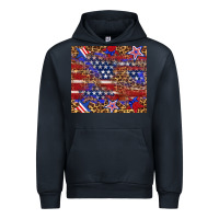 Navy American flag and star leopard Urban Hoodie - Artiststas