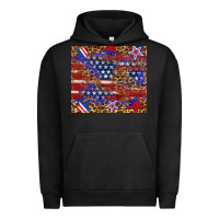 Pigment Black American flag and star leopard Urban Hoodie - Artiststas