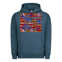 Pigment Midnight Navy American flag and star leopard Urban Hoodie - Artiststas