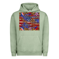 Pigment Oil Green American flag and star leopard Urban Hoodie - Artiststas