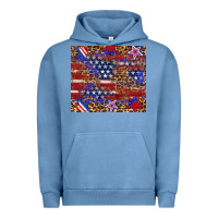 Pigment Pebble Blue American flag and star leopard Urban Hoodie - Artiststas