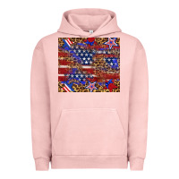 Pigment Salmon American flag and star leopard Urban Hoodie - Artiststas