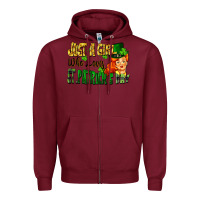 Burgundy Just a girl who loves St. Patrick's Day Zipper Hoodie - FaDigitalArtStudio