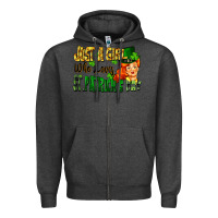 Charcoal Heather Just a girl who loves St. Patrick's Day Zipper Hoodie - FaDigitalArtStudio