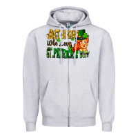 Heather Grey Just a girl who loves St. Patrick's Day Zipper Hoodie - FaDigitalArtStudio