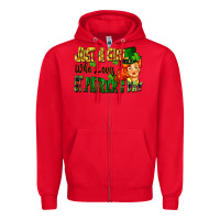 Red Just a girl who loves St. Patrick's Day Zipper Hoodie - FaDigitalArtStudio