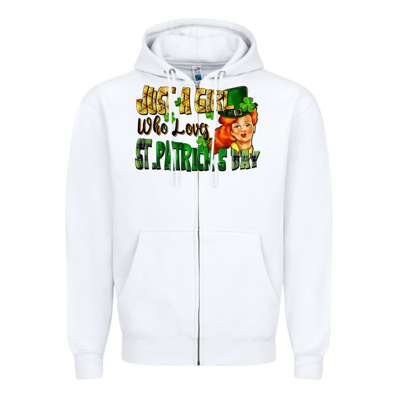 Just A Girl Who Loves St. Patrick's Day Zipper Hoodie by FaDigitalArtStudio | Teevron