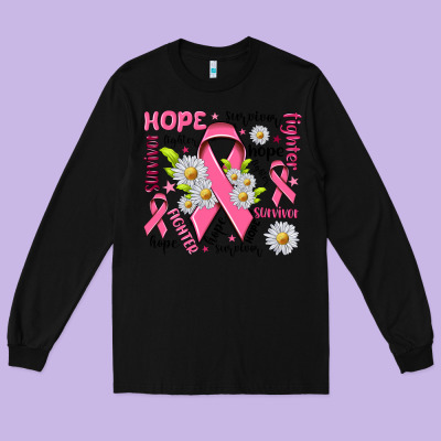 Breast Cancer Long Sleeve Tee Designed By Nancycooperartshop