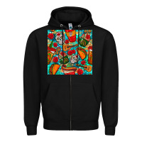 Black hispanic heritage month coffee cups and taco with glitter and leopard  Zipper Hoodie - BundleAndBundleShop
