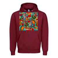 Burgundy hispanic heritage month coffee cups and taco with glitter and leopard  Zipper Hoodie - BundleAndBundleShop
