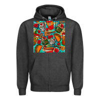 Charcoal Heather hispanic heritage month coffee cups and taco with glitter and leopard  Zipper Hoodie - BundleAndBundleShop
