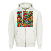 Oatmeal Heather hispanic heritage month coffee cups and taco with glitter and leopard  Zipper Hoodie - BundleAndBundleShop