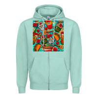 Seafoam hispanic heritage month coffee cups and taco with glitter and leopard  Zipper Hoodie - BundleAndBundleShop