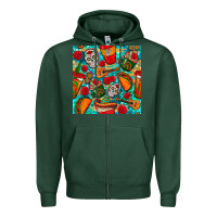 Sports Green hispanic heritage month coffee cups and taco with glitter and leopard  Zipper Hoodie - BundleAndBundleShop