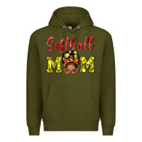 Army Green softball mom  and afro messybun mom bbs Premium Hoodie - BundleAndBundleShop