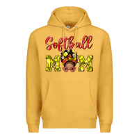 Mustard softball mom  and afro messybun mom bbs Premium Hoodie - BundleAndBundleShop
