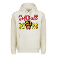Oatmeal Heather softball mom  and afro messybun mom bbs Premium Hoodie - BundleAndBundleShop