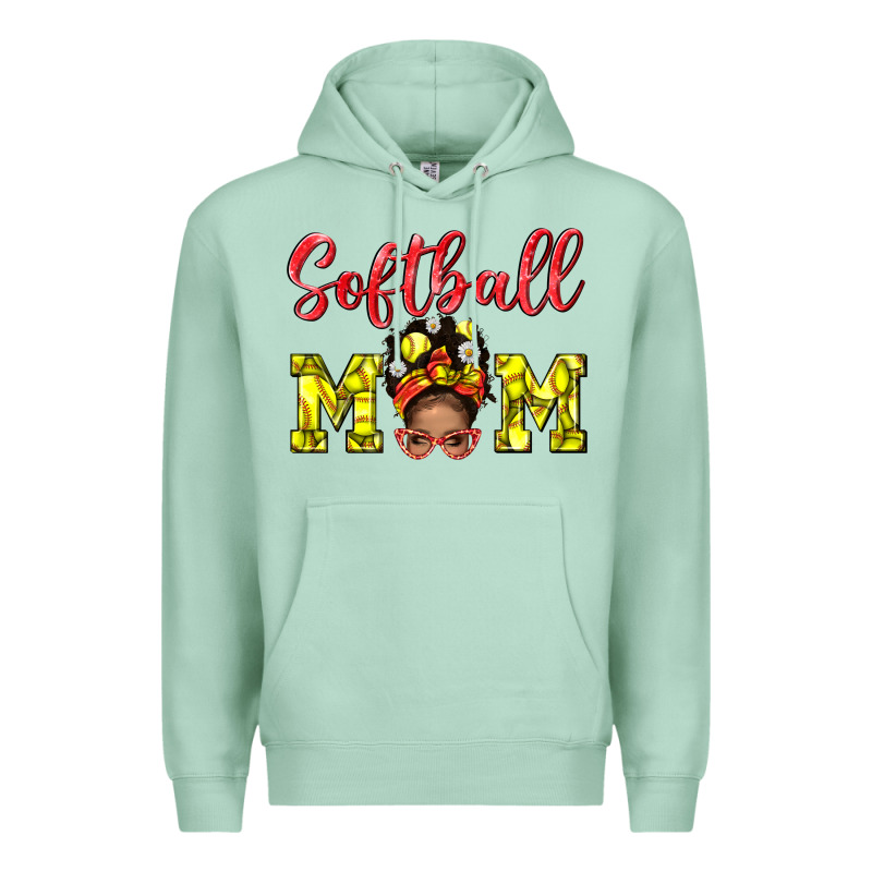 Softball Mom  And Afro Messybun Mom Bbs Premium Hoodie by BundleAndBundleShop | Teevron