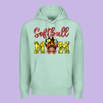 Softball Mom  And Afro Messybun Mom Bbs Premium Hoodie Designed By Bundleandbundleshop