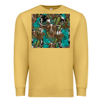 Antique Gold Longhorn Pattern Premium Sweatshirt - CowhideDigitalArt