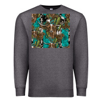 Charcoal Heather Longhorn Pattern Premium Sweatshirt - CowhideDigitalArt